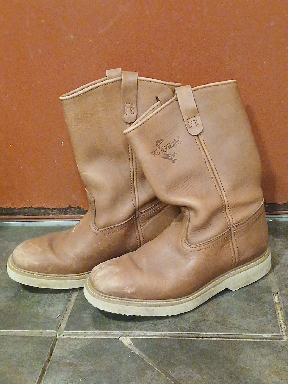 Fin And Feather Tan Leather Western Work Boots